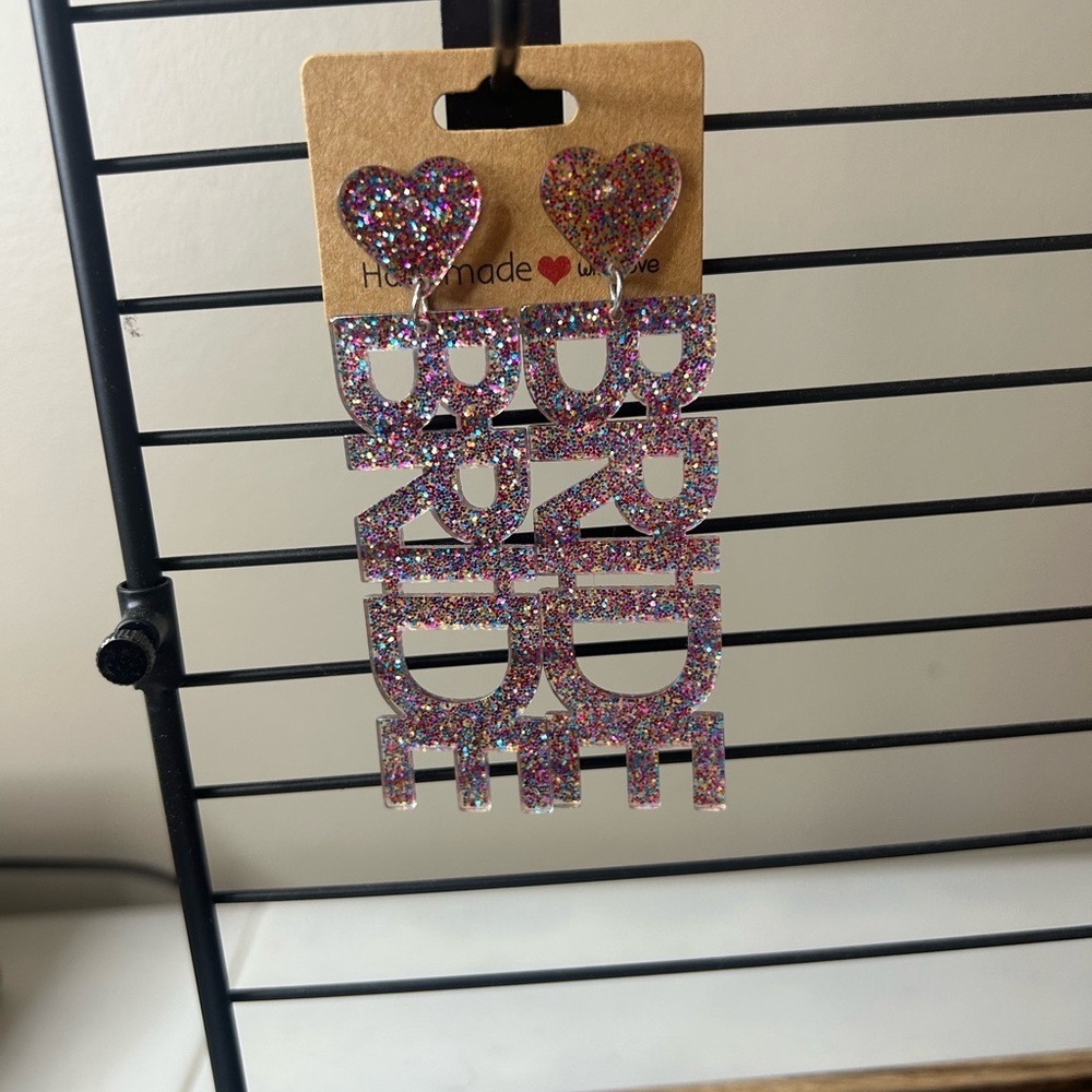 Gorgeous Glittery Sparkle Acrylic Bride Dangly Earrings NEW!